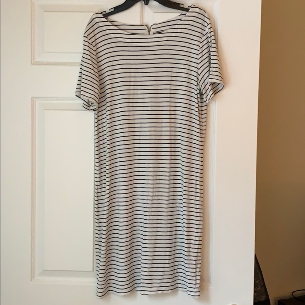 Black and white striped T-shirt dress